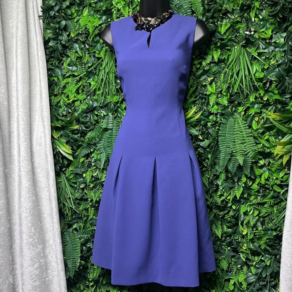Hobbs London Dress US 6 Purple Sleeveless Fit & Flare Pleated Cocktail 4184